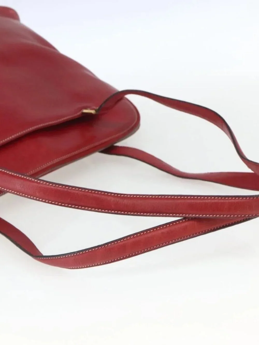 Salvatore Ferragamo Shoulder Bag Leather Red Gold Auth 162152